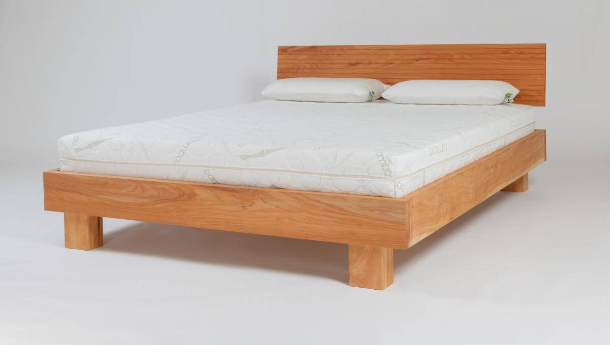 Riva Frame (Macrocarpa timber) with Seraphic 20 Organic Latex Mattress and Heveya Pillows